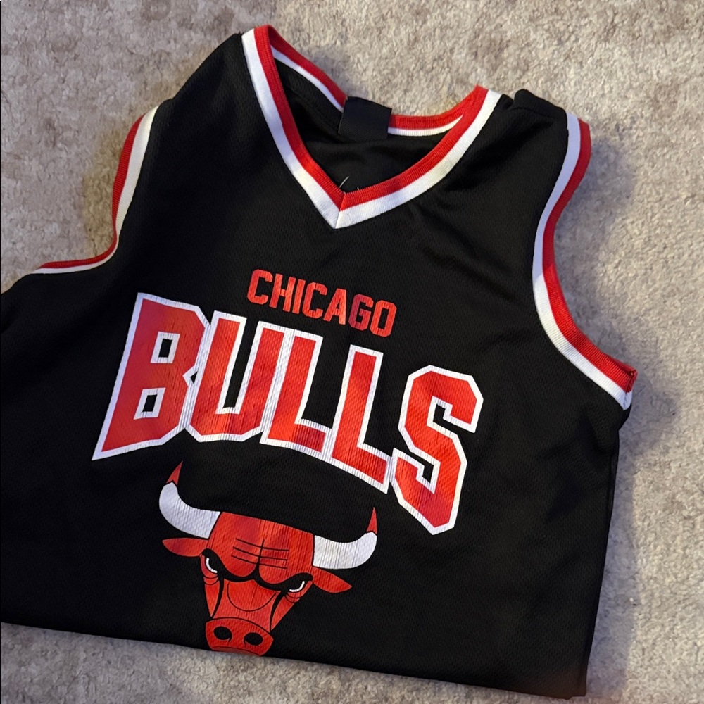 NBA Bulls Kids Black and Red Jersey